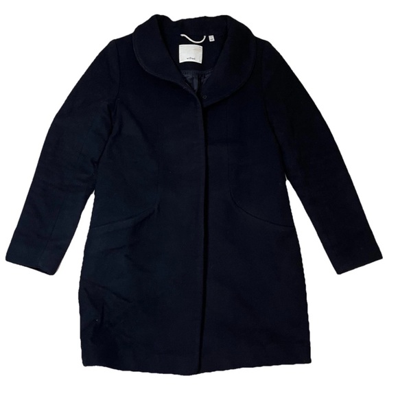Aritzia Wilfred The Cocoon Coat Womens‎ Size S Black Cashmere Wool Funnel Neck - Picture 1 of 9